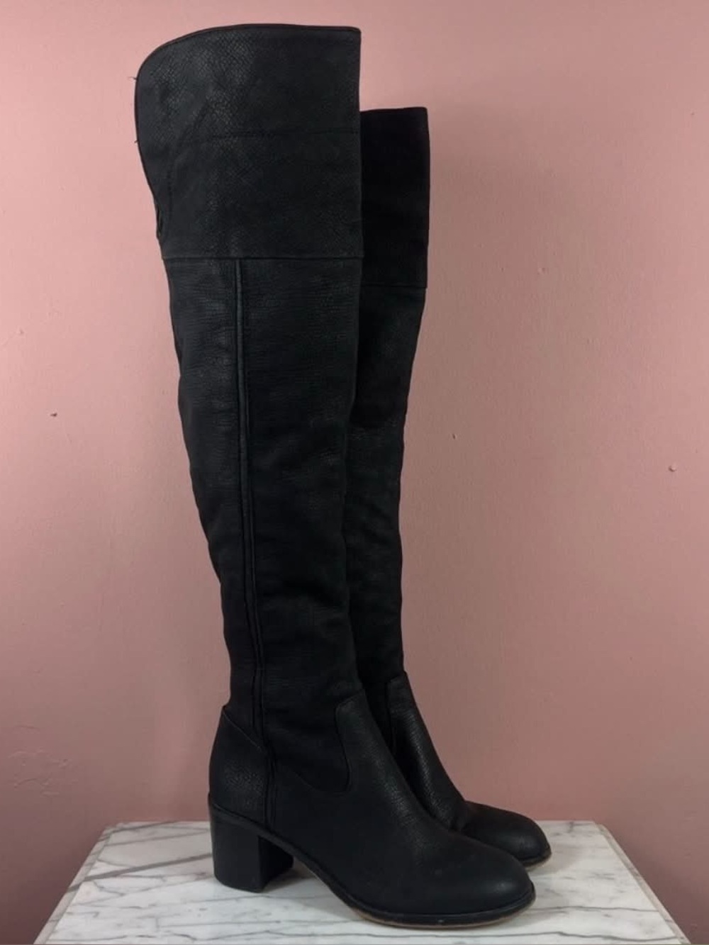 Sam Edelman Black Over-the-Knee Block Heel Boots